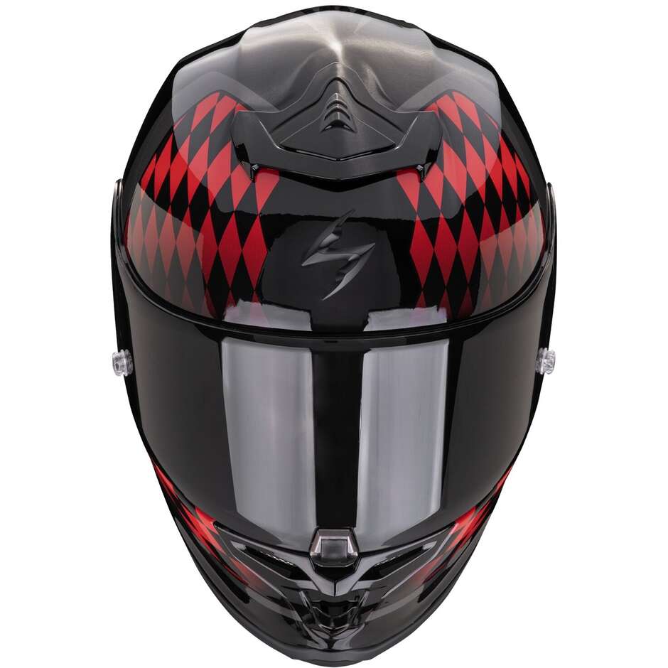 Full Face Motorcycle Helmet in Scorpion Fiber EXO-R1 EVO AIR FC BAYERN Black Red