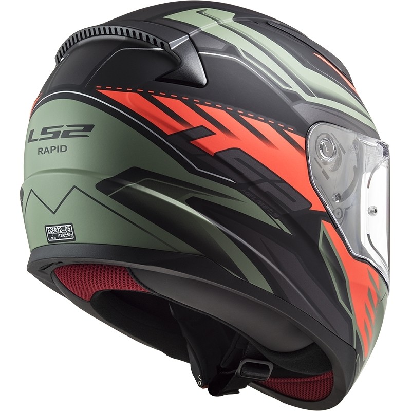 Full Face Motorcycle Helmet Ls2 FF353 Rapid GALE Black Red Green Opaque