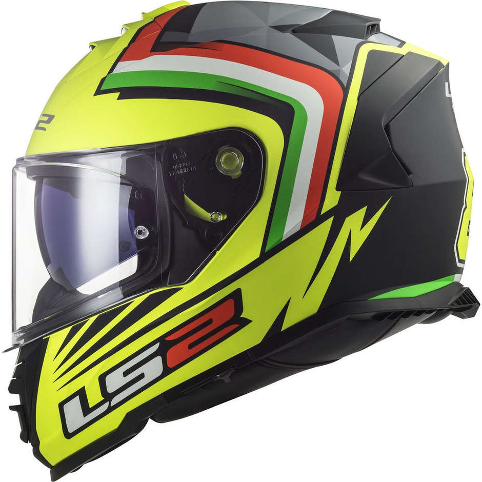 Full Face Motorcycle Helmet Ls2 FF800 STORM Replica NEPA Yellow Fluo Black