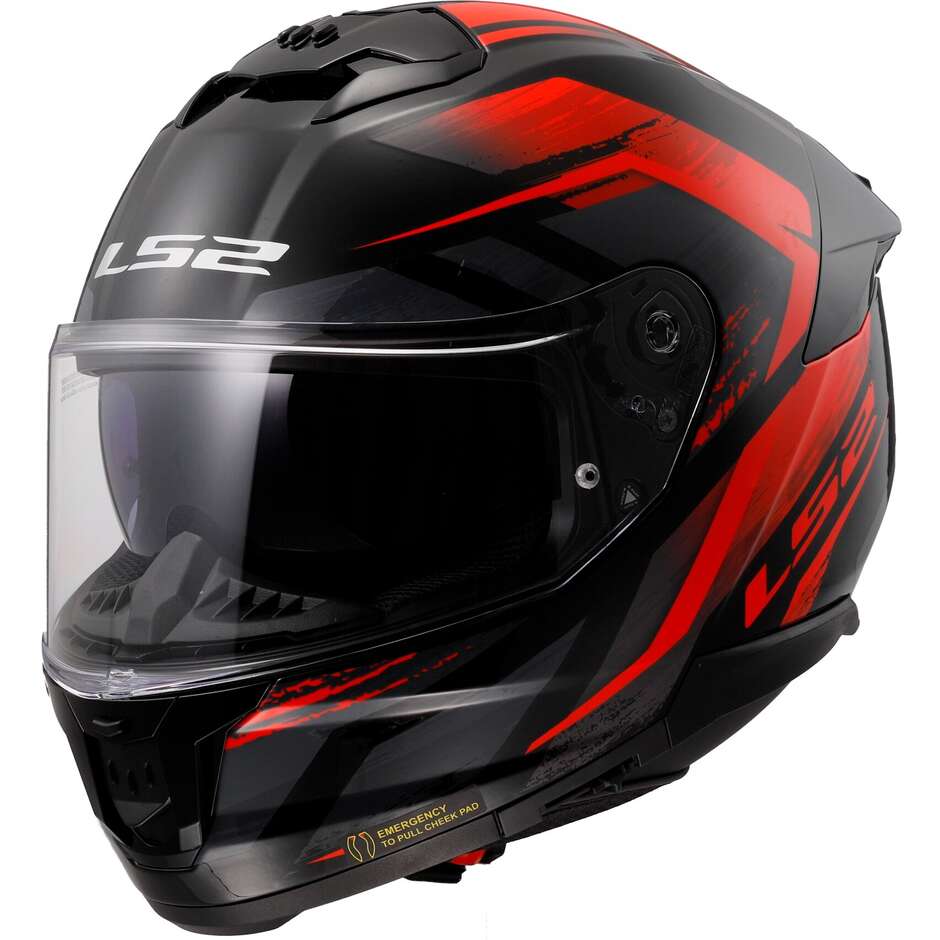 Full Face Motorcycle Helmet Ls2 FF808 STREAM II Fury Black Gray Red