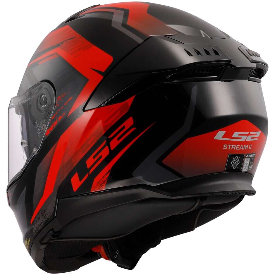 Full Face Motorcycle Helmet Ls2 FF808 STREAM II Fury Black Gray Red