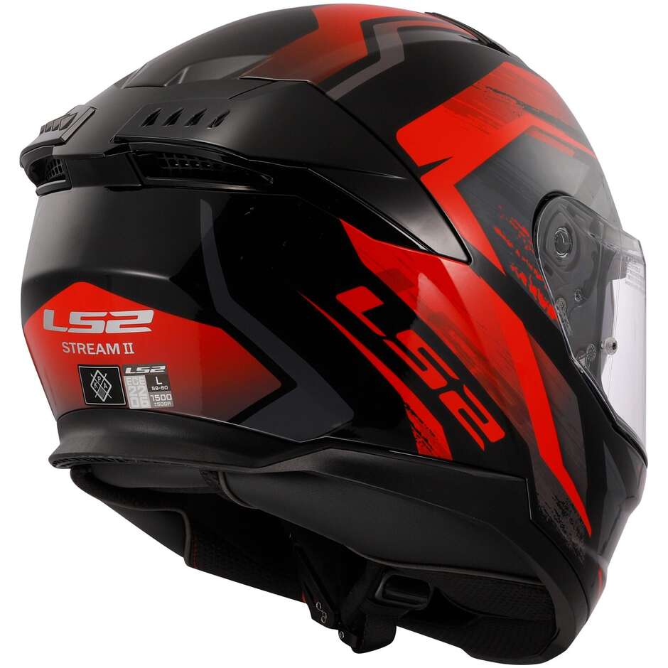 Full Face Motorcycle Helmet Ls2 FF808 STREAM II Fury Black Gray Red