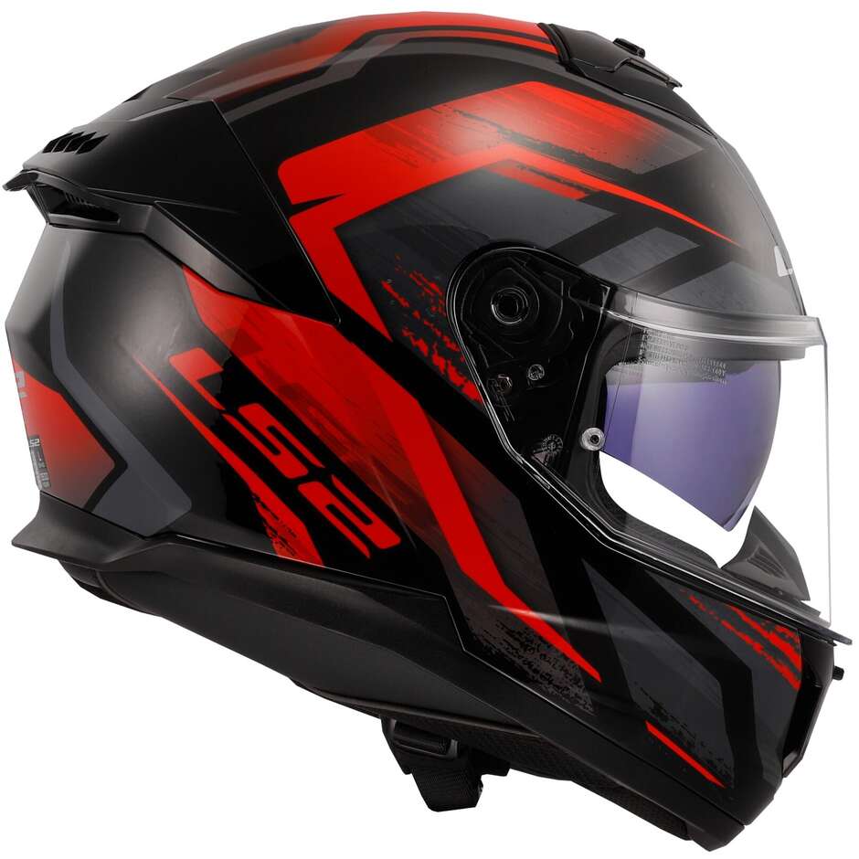Full Face Motorcycle Helmet Ls2 FF808 STREAM II Fury Black Gray Red