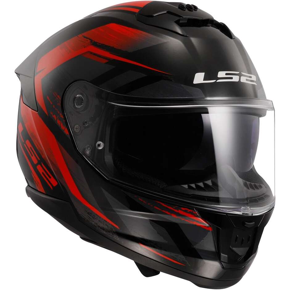 Full Face Motorcycle Helmet Ls2 FF808 STREAM II Fury Black Gray Red