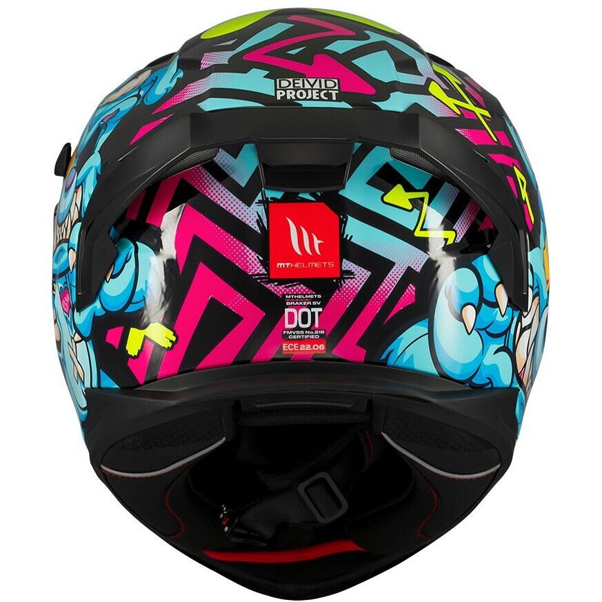Full Face Motorcycle Helmet Mt Helmets BRAKER SV CRAZY TEDDY B7 Glossy