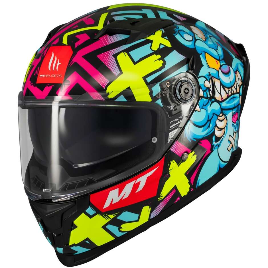 Full Face Motorcycle Helmet Mt Helmets BRAKER SV CRAZY TEDDY B7 Glossy