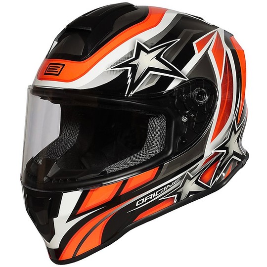 Full Face Motorcycle Helmet Origin DINAMO KIDS Stars Revolution Orange Fluo Gloss