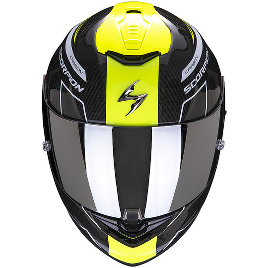 Full Face Motorcycle Helmet Scorpion EXO 1400 Carbon Air BEAUX Black Yellow Fluo