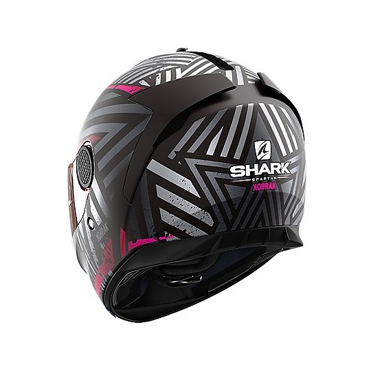 Full Face Motorcycle Helmet Shark SPARTAN 1.2 Kobrak Mat Black Pink Opaque