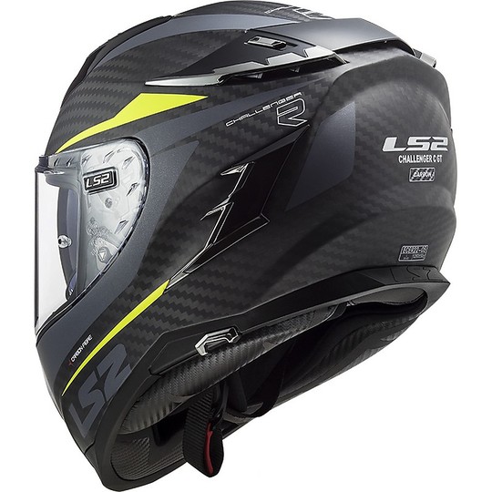 Full Face Motorcycle Helmet Touring Ls2 FF327 CHALLENGER C Caron Fluo Yellow Fluo Opaque
