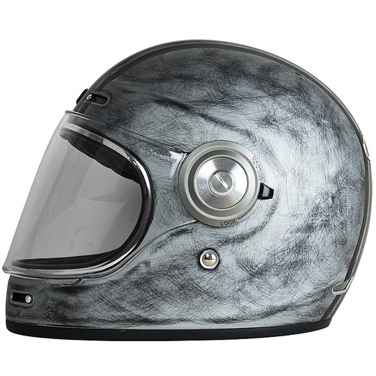 Full Face Motorcycle Helmet Vintage Origin VEGA CUSTOM Silver Matt