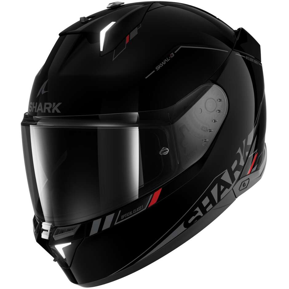 Full Face Motorcycle Helmet With LED Shark SKWAL i3 BLANK SP Black Anthracite Red