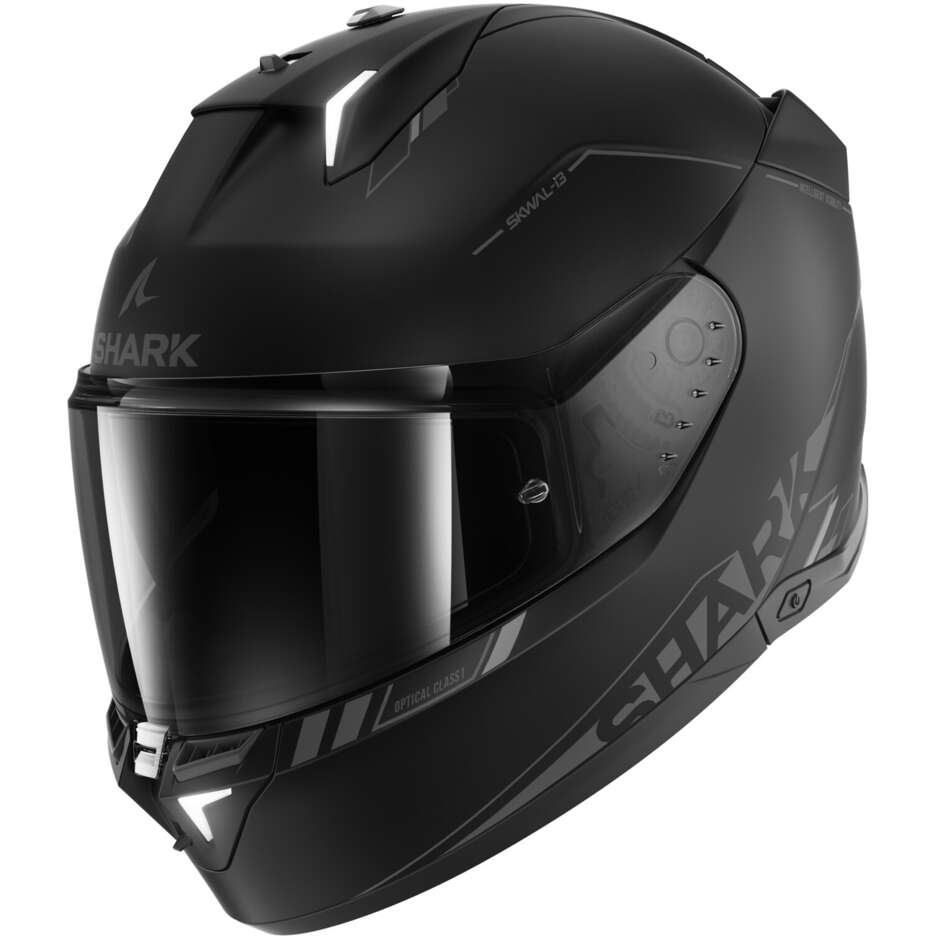 Full Face Motorcycle Helmet With LED Shark SKWAL i3 BLANK SP MAT Black Anthracite Black