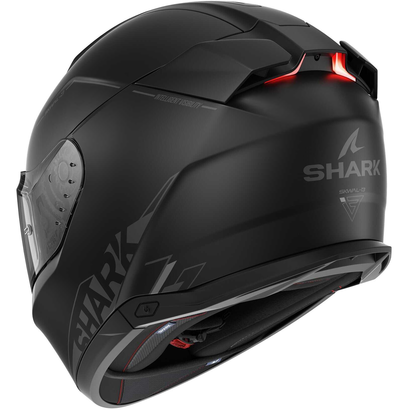 Full Face Motorcycle Helmet With LED Shark SKWAL i3 BLANK SP MAT Black  Anthracite Black For Sale Online 