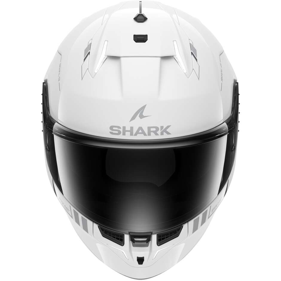 Full Face Motorcycle Helmet With LED Shark SKWAL i3 BLANK SP White Silver Anthracite
