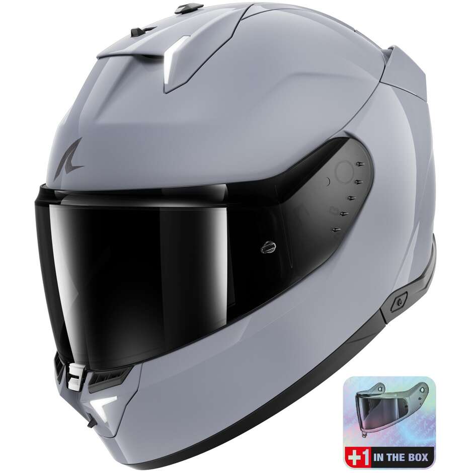Full Face Motorcycle Helmet With LED Shark SKWAL i3 DARK SHADOW EDITION Gun Silver