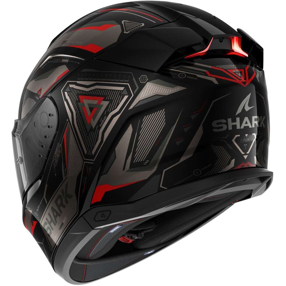 Full Face Motorcycle Helmet With LED Shark SKWAL i3 LINIK Black Anthracite Red