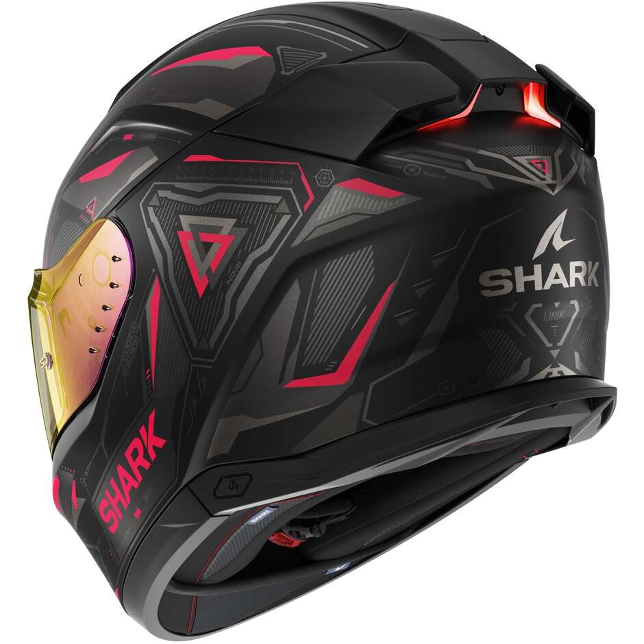 Full Face Motorcycle Helmet With LED Shark SKWAL i3 LINIK MAT Black Purple Anthracite