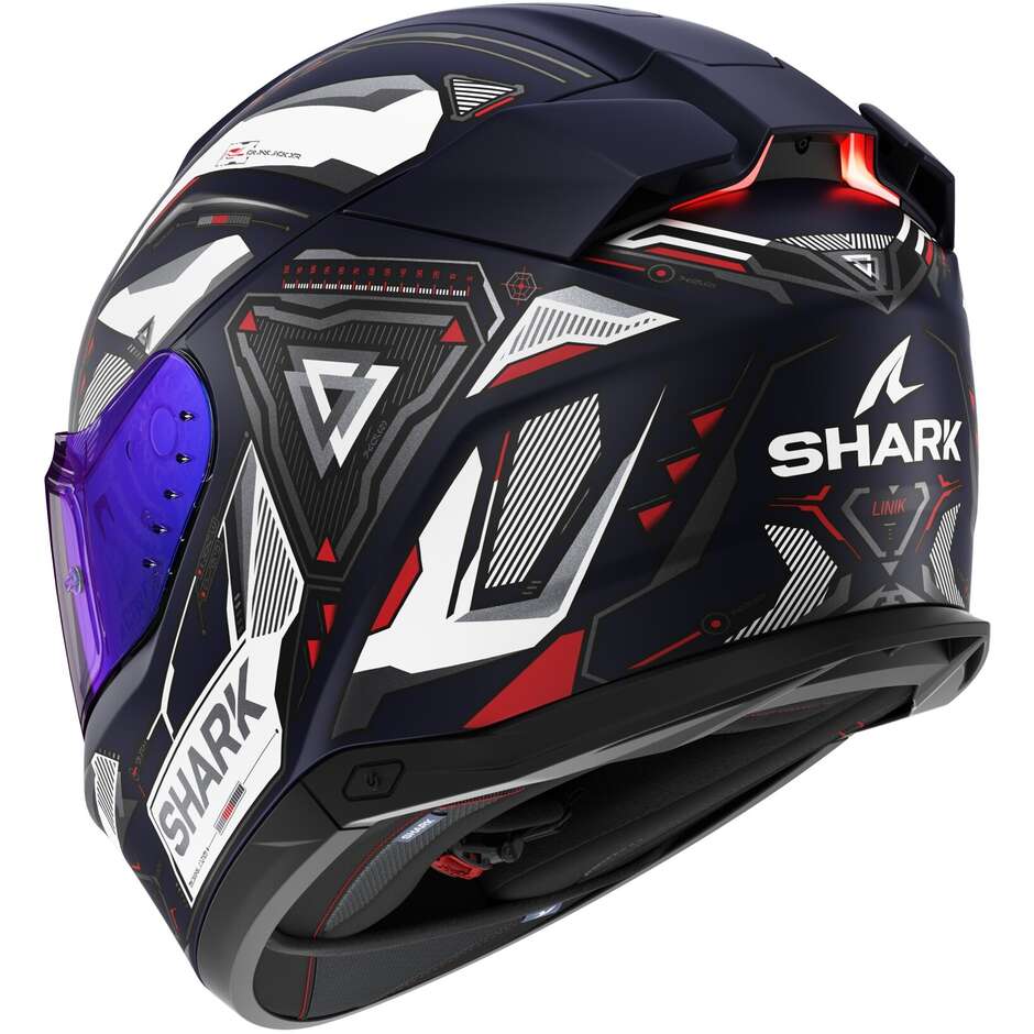 Full Face Motorcycle Helmet With LED Shark SKWAL i3 LINIK MAT Blue White Red
