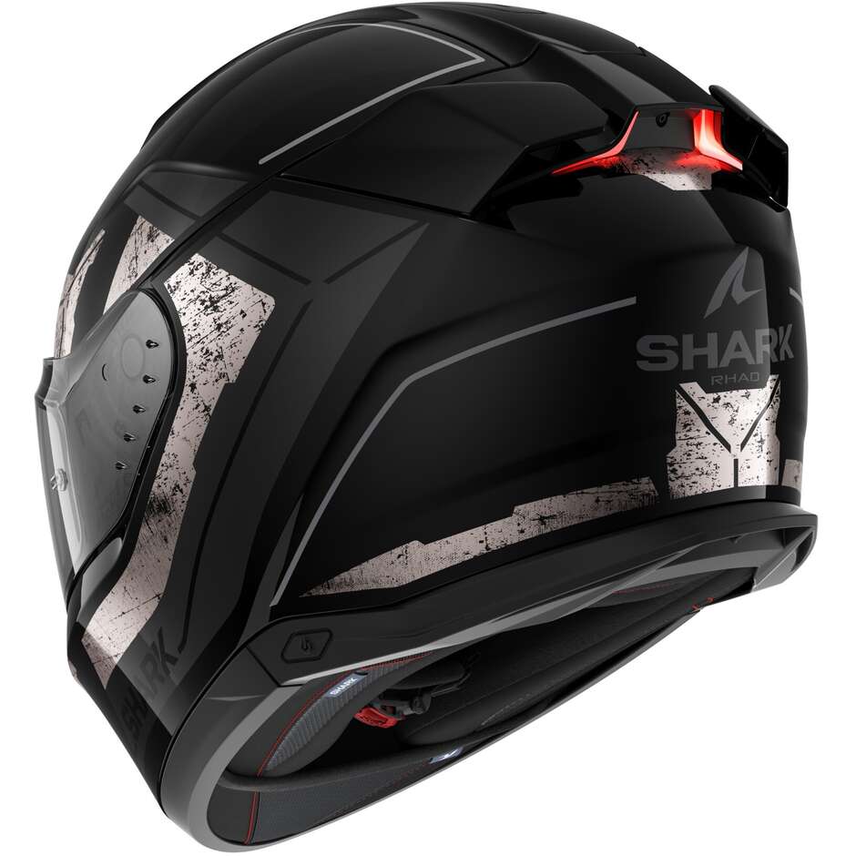 Full Face Motorcycle Helmet With LED Shark SKWAL i3 RHAD Black Chrome Anthracite