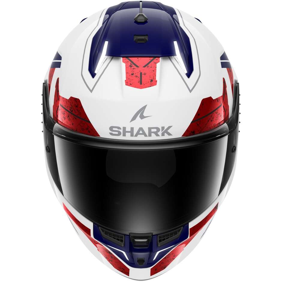 Full Face Motorcycle Helmet With LED Shark SKWAL i3 RHAD White Chrome Red