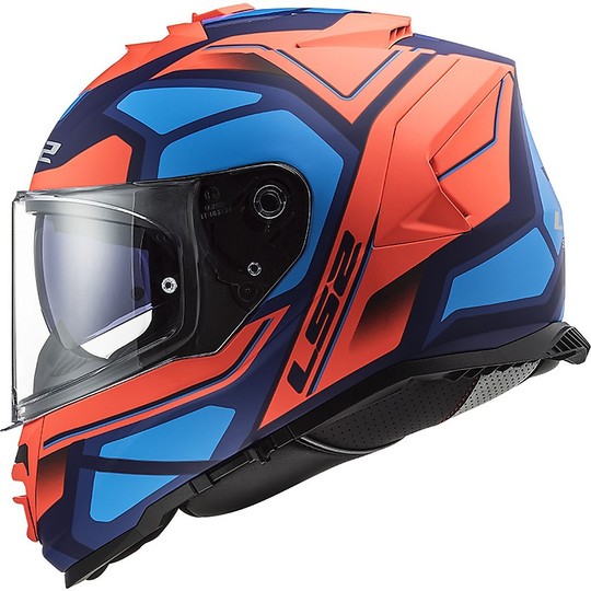 Full Face Motorrad Doppelvisier Helm Ls2 FF800 STORM Blau Orange Flare Schneller