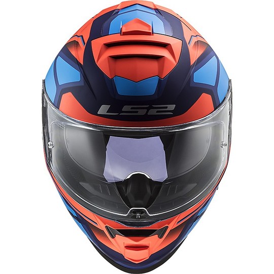 Full Face Motorrad Doppelvisier Helm Ls2 FF800 STORM Blau Orange Flare Schneller