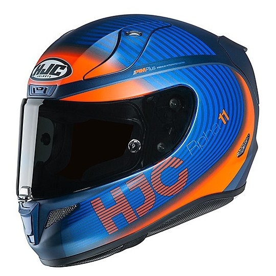 Full Face Motorradhelm aus Fiber HJC RPHA 11 BINE MC27SF Orange Blau