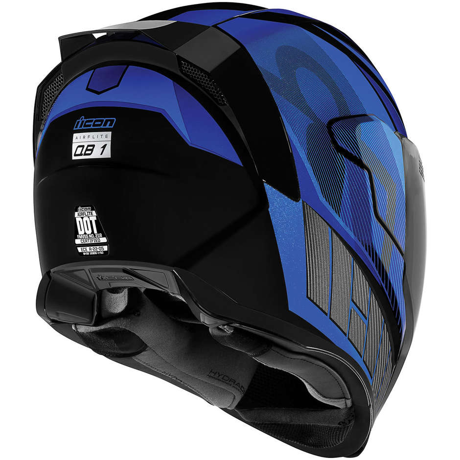 Full Face Motorradhelm Doppelvisier Icon AIRFLITE QB1 Blau