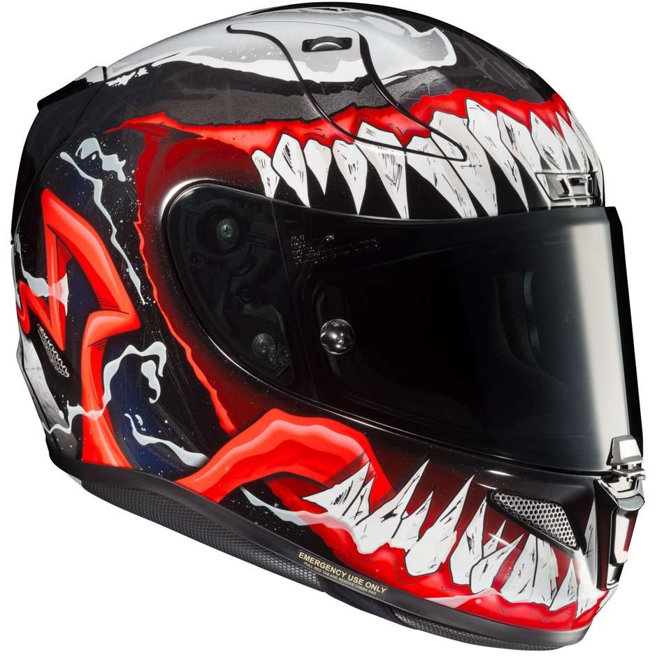 Full Face Motorradhelm HJC Fiber RPHA 11 Marvel VENOM 2 MC1 Schwarz Rot