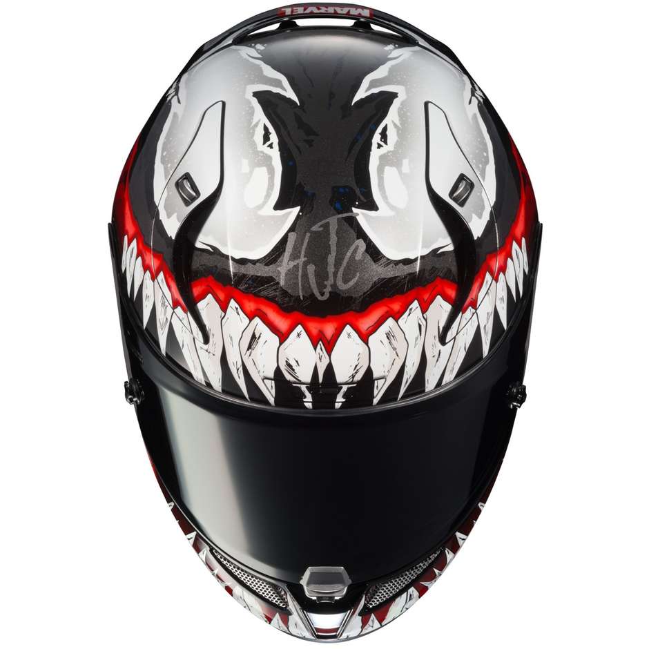 Full Face Motorradhelm HJC Fiber RPHA 11 Marvel VENOM 2 MC1 Schwarz Rot