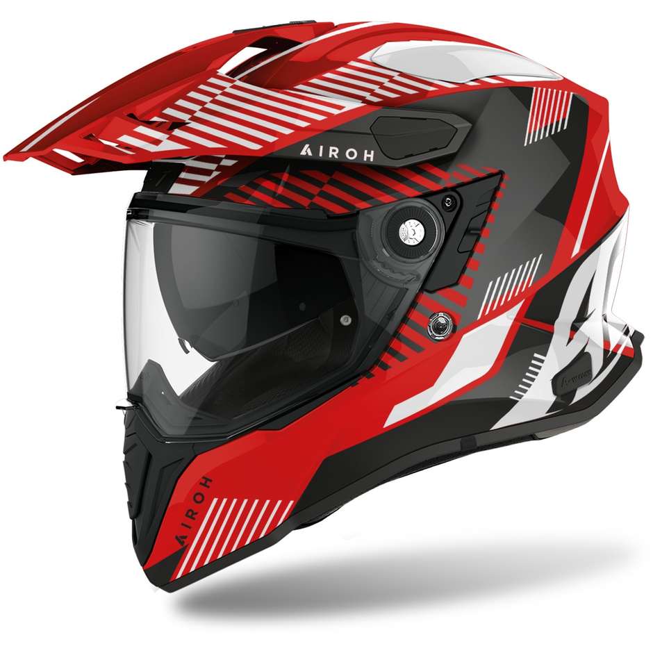 Full Face On-Off Motorcycle Helmet Touring Airoh COMMANDER Boost Glossy Red