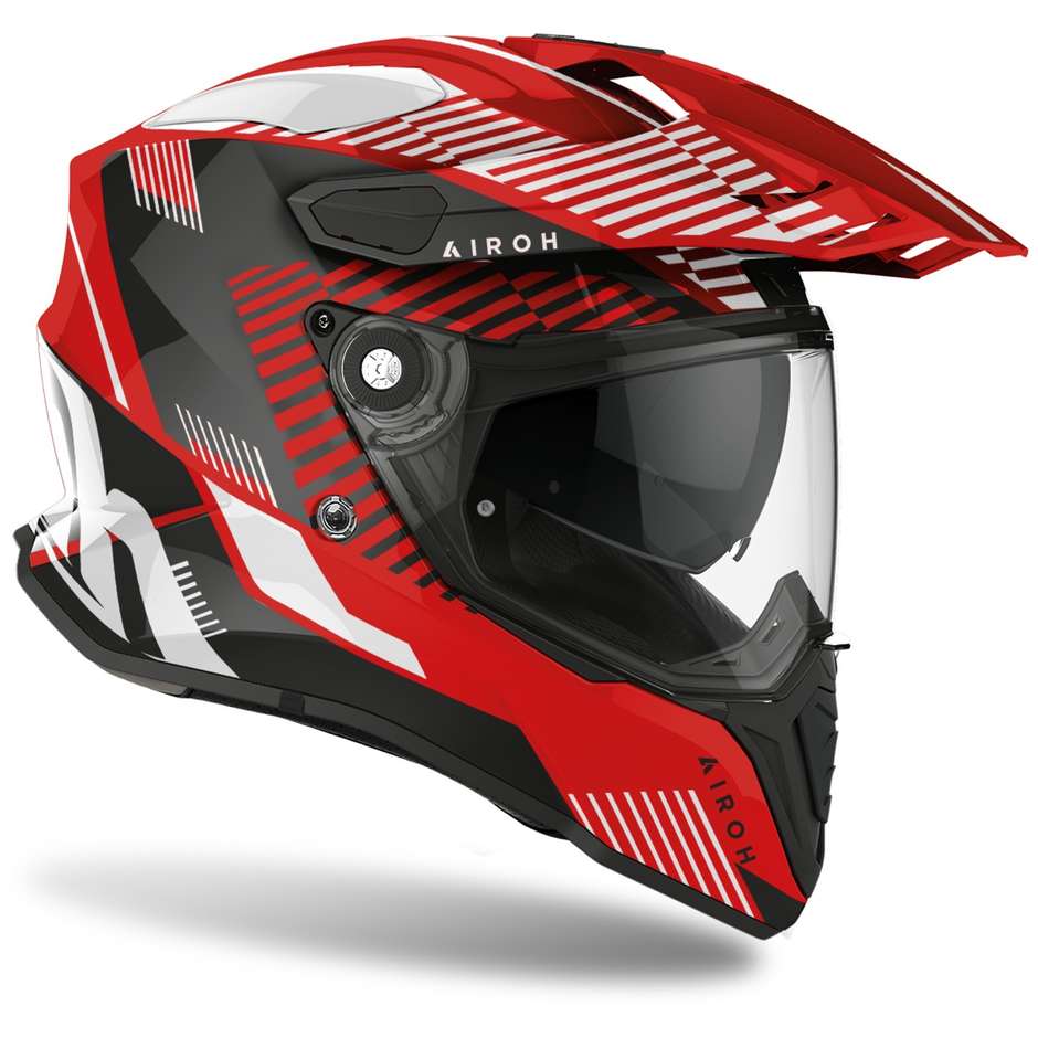 Full Face On-Off Motorcycle Helmet Touring Airoh COMMANDER Boost Glossy Red