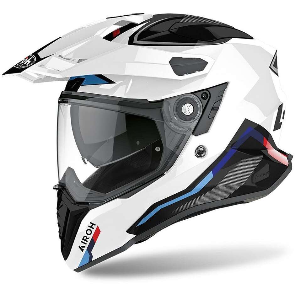 Full Face On-Off Motorcycle Helmet Touring Airoh COMMANDER Factor Glossy White