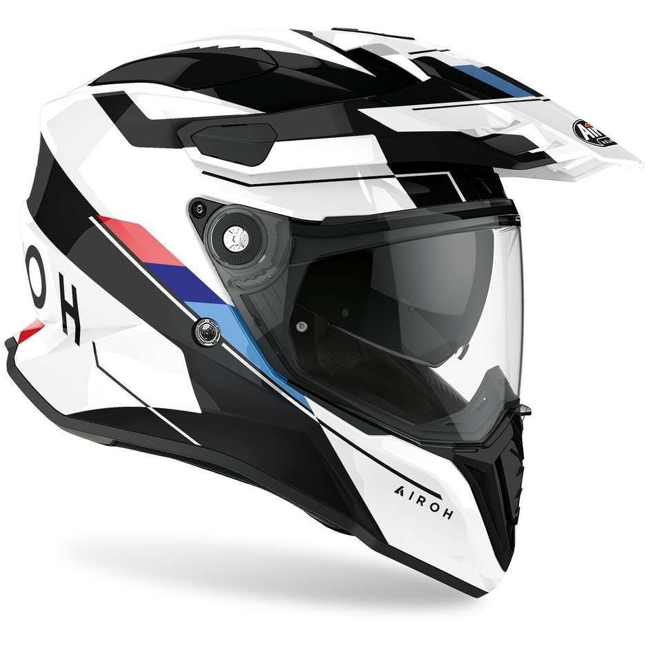 Full Face On-Off Motorcycle Helmet Touring Airoh COMMANDER Skill Glossy White