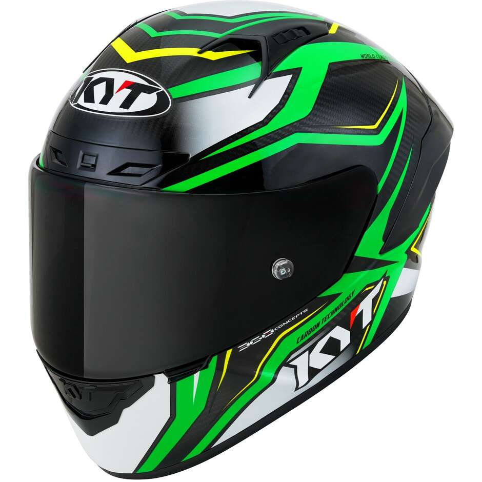Full Face Racing Motorcycle Helmet Kyt NZ-RACE Carbon Stride Fluo Green