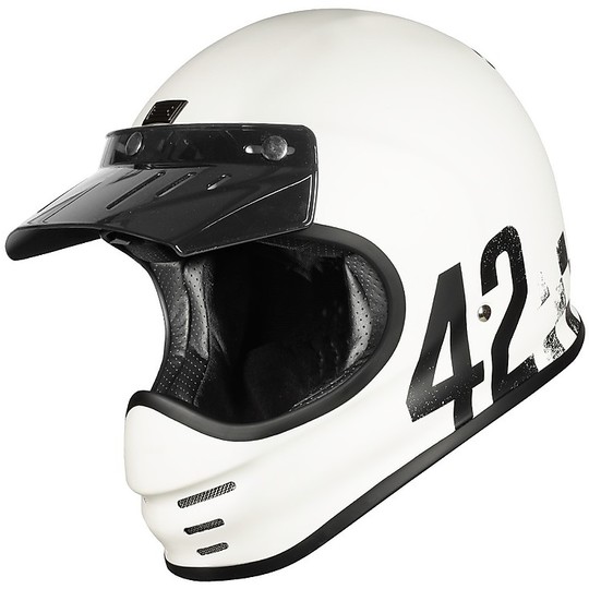 Full Face Vintage 70s Motorcycle Helmet Origin VIRGO DANNY Matt White