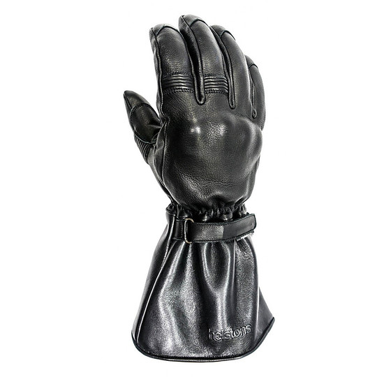 Full Grain Leather Winter Motorcycle Gloves Helstons Black Challenger Model