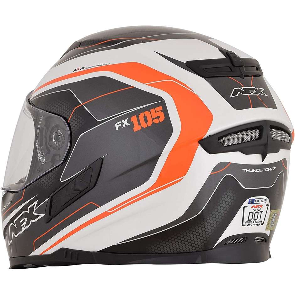 Full HDX AFX FX-105 Motorcycle Helmet Thunderchief White Orange