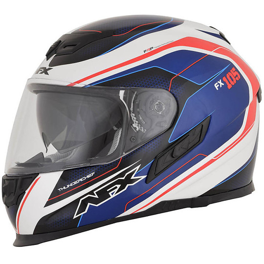 Full HDX AFX FX-105 Motorcycle Helmet Thunderchief White Red Blue