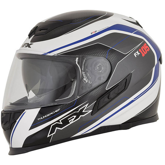 Full HDX FX-105 Thunderchief White Black Helmet