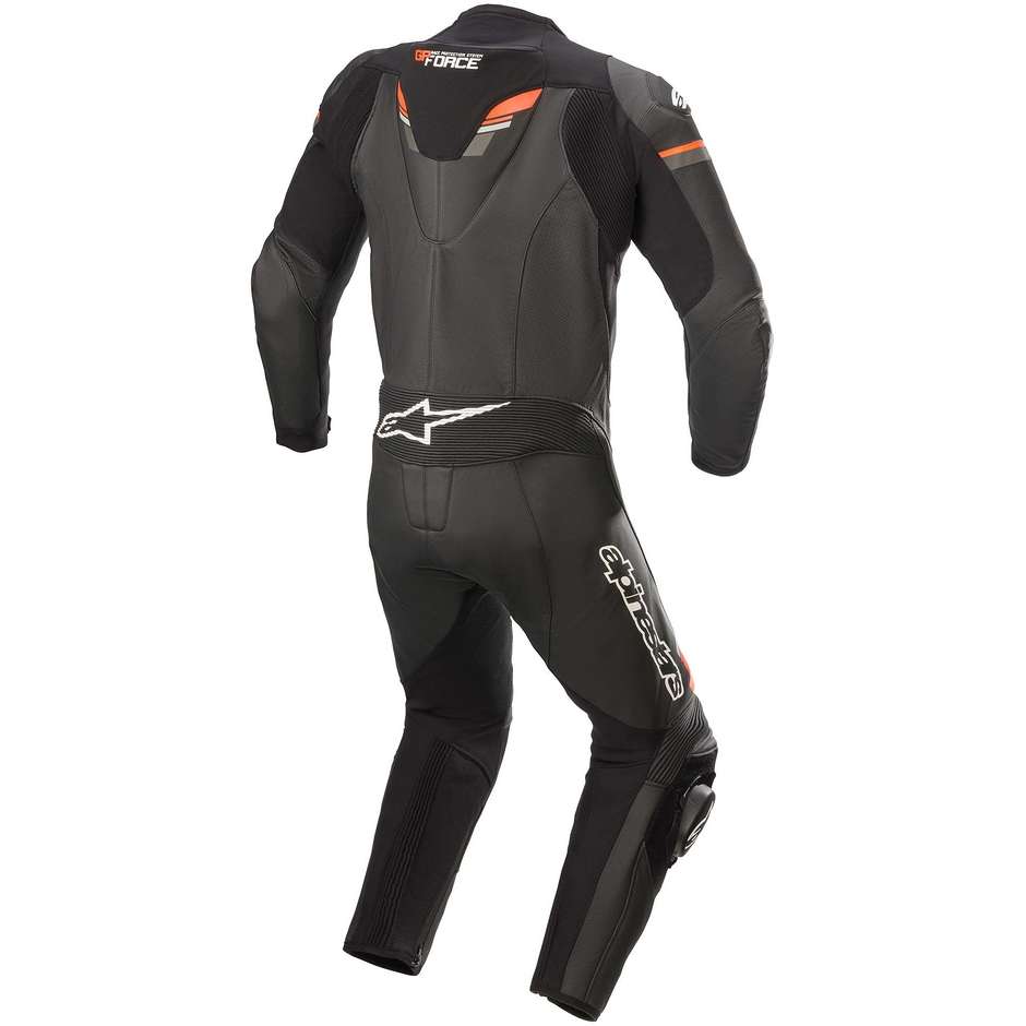 Full Leather Motorcycle Suit Alpinestars GP FORCE CHASER 1pc Black Red Fluo