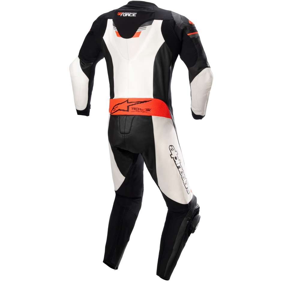 Full Leather Motorcycle Suit Alpinestars GP FORCE CHASER 1pc Fluo Red White Black