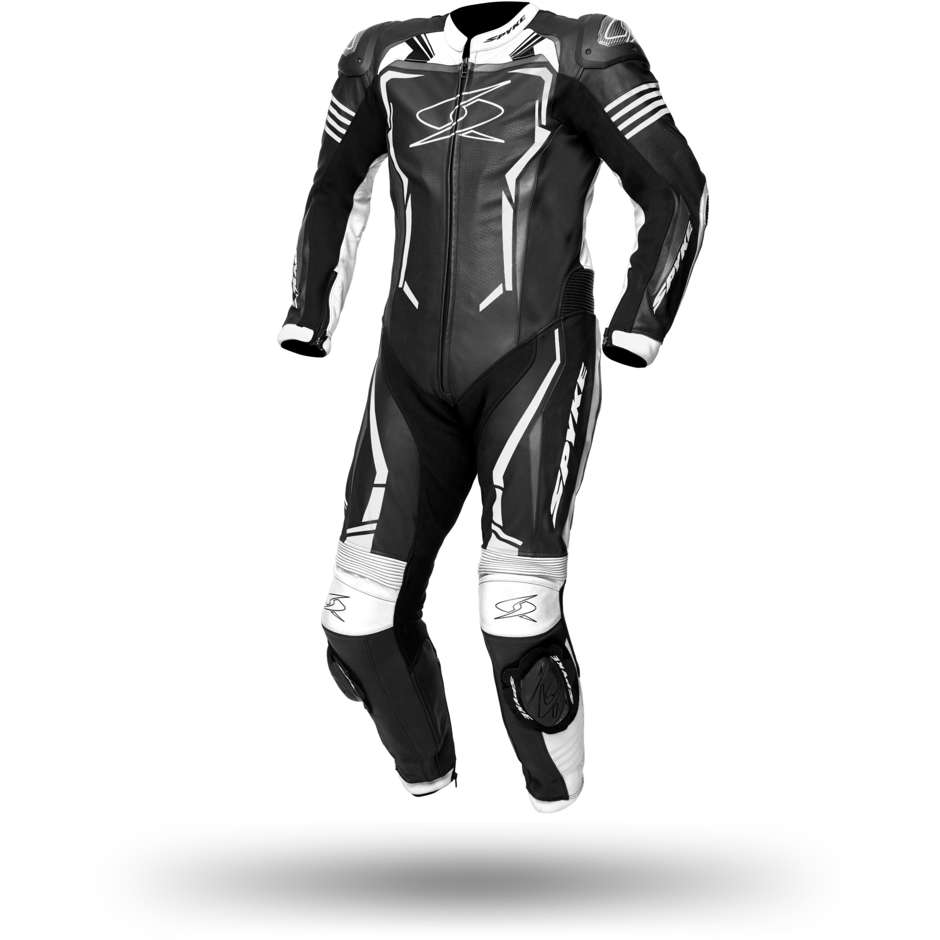 Full Leather Motorcycle Suit Spyke ASSEN RACE 2.0 Black White