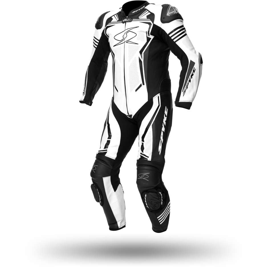 Full Leather Motorcycle Suit Spyke ASSEN RACE 2.0 White Black