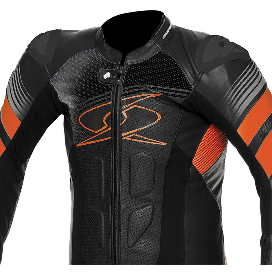 Full Leather Motorcycle Suit Spyke ESTORIL RACE Black Orange