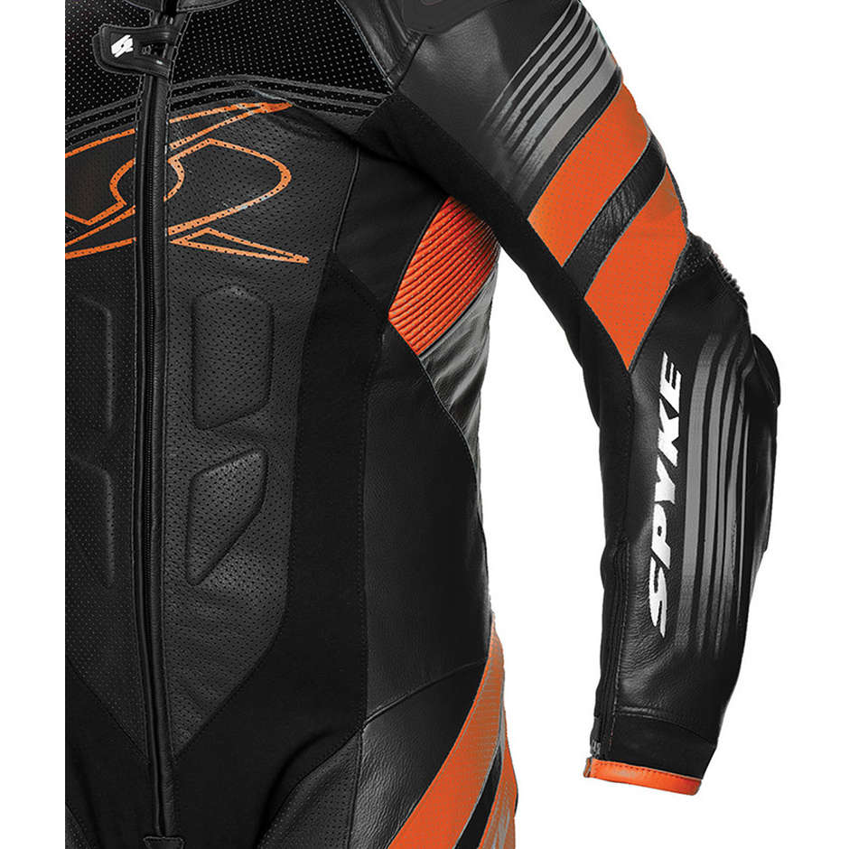Full Leather Motorcycle Suit Spyke ESTORIL RACE Black Orange