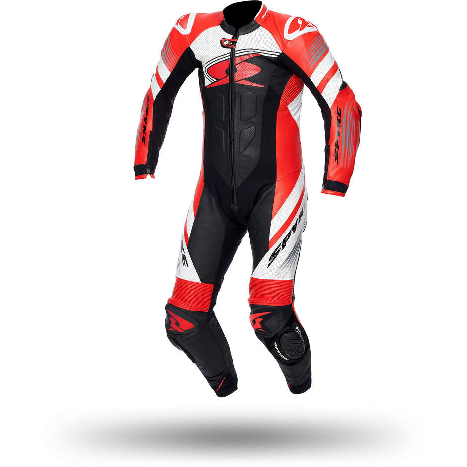 Full Leather Motorcycle Suit Spyke ESTORIL RACE Black Red White