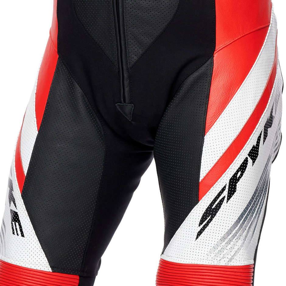 Full Leather Motorcycle Suit Spyke ESTORIL RACE Black Red White