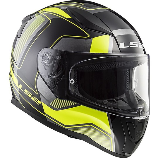 Full Metal Helmet Ls2 FF353 Rapid Carrera Black Opaco Yellow Fluo